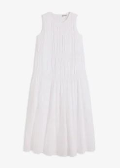 Clearance Vestido largo de algodón con fruncidos Mujer Vestidos