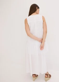 Clearance Vestido largo de algodón con fruncidos Mujer Vestidos