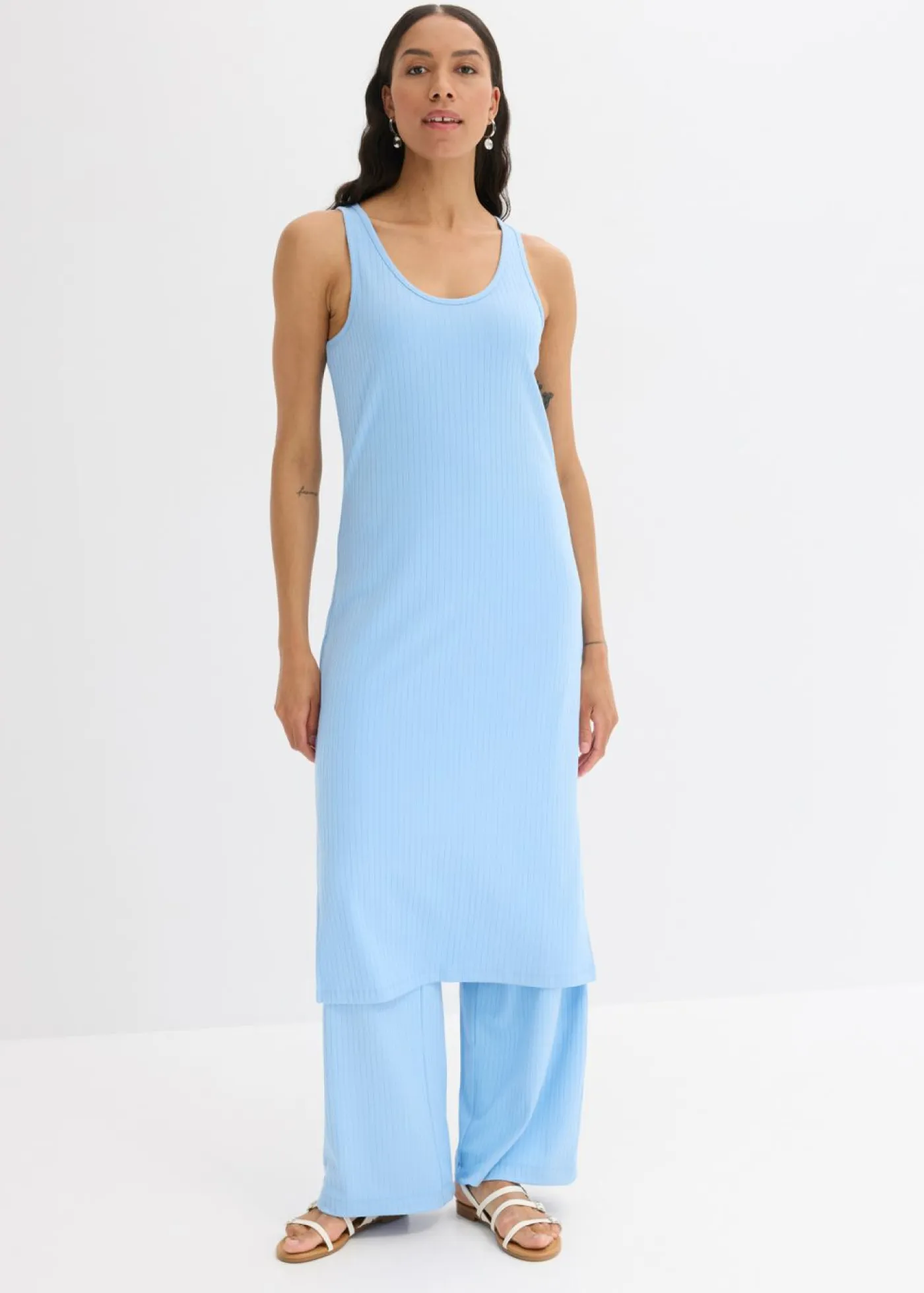 Hot Vestido largo de canalé suave Mujer Vestidos