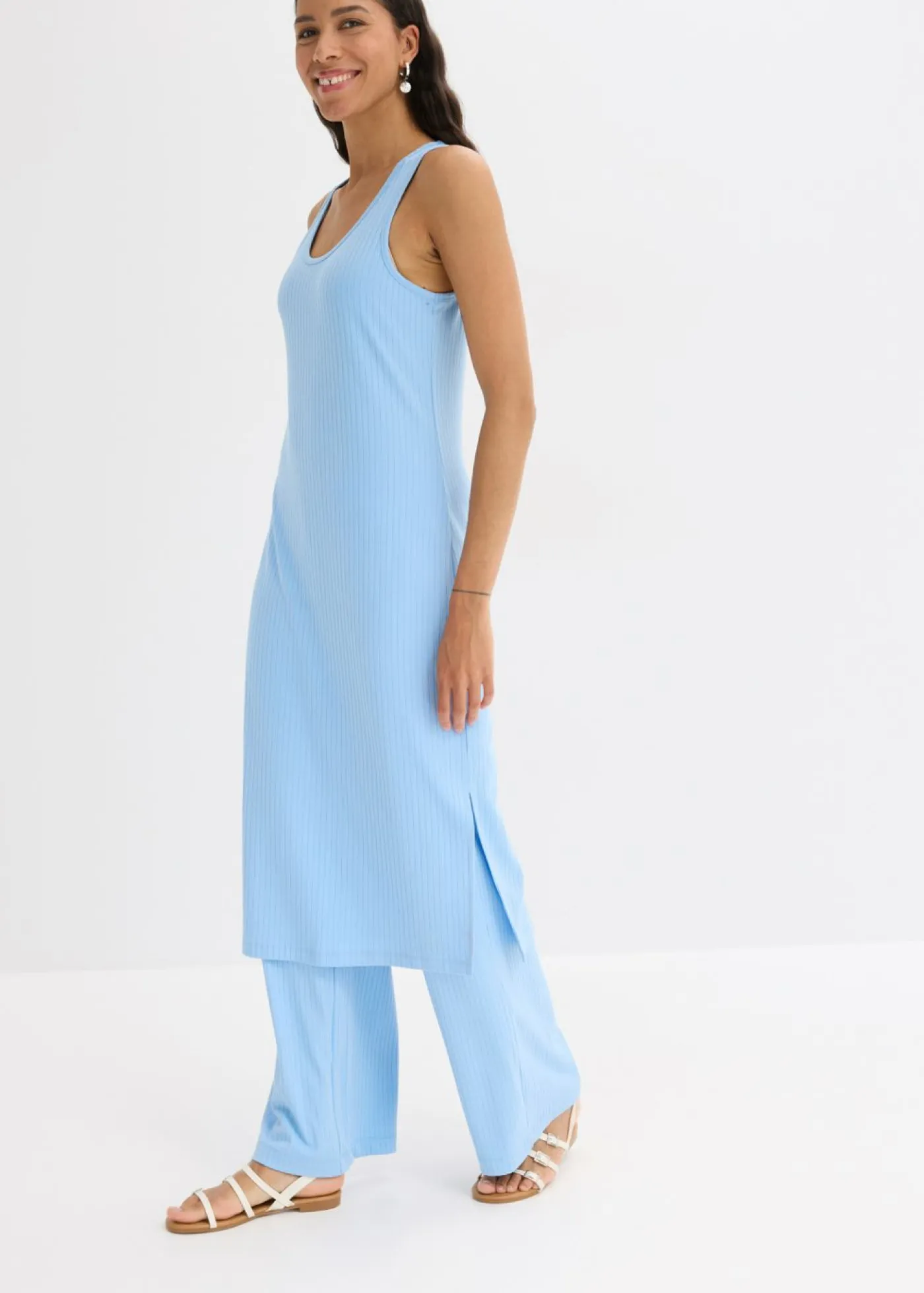 Hot Vestido largo de canalé suave Mujer Vestidos