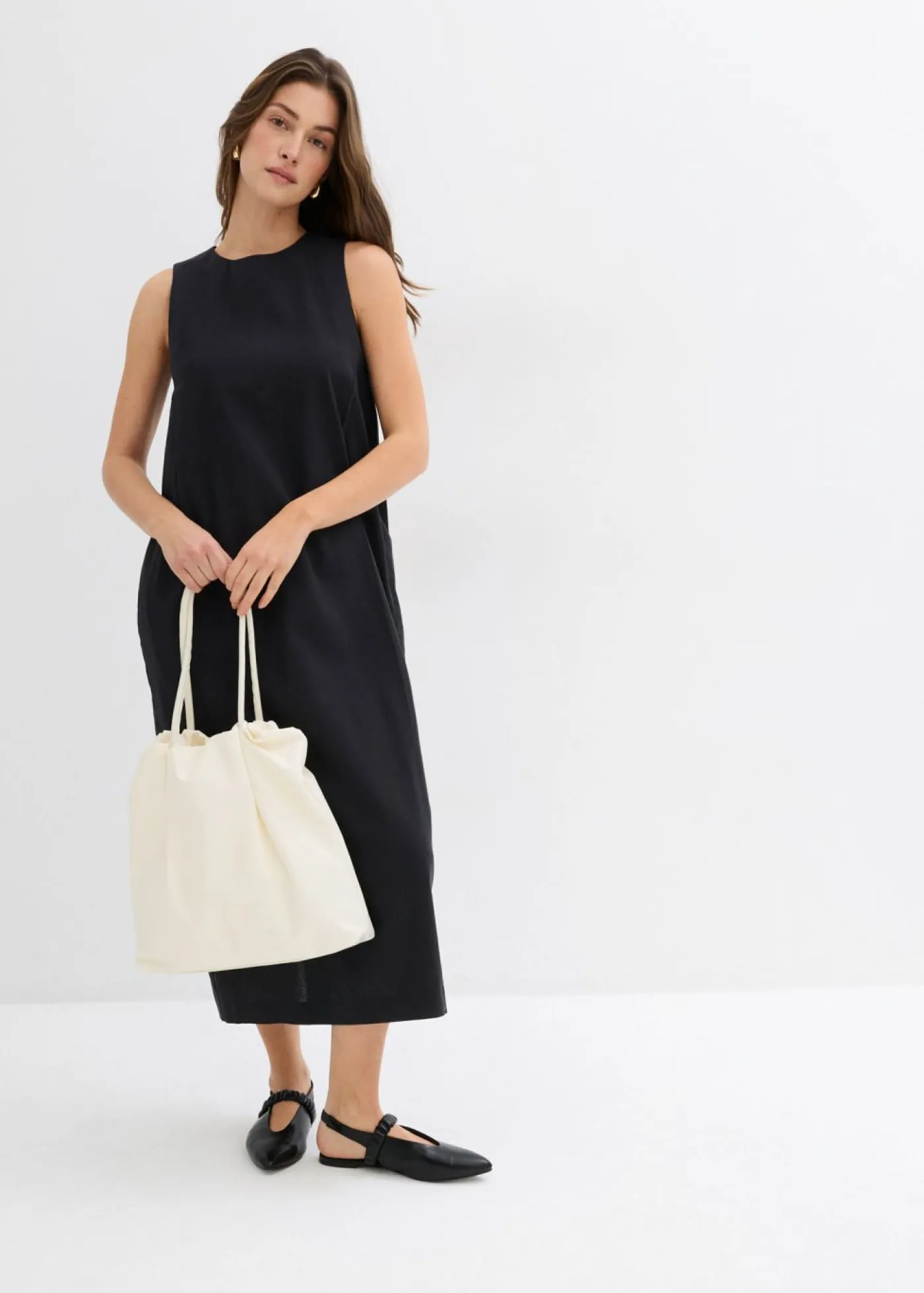 Outlet Vestido largo de mezcla de viscosa con bolsillos Mujer Esenciales|Vestidos