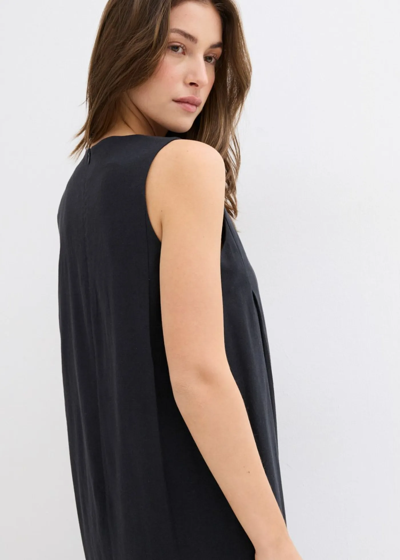Outlet Vestido largo de mezcla de viscosa con bolsillos Mujer Esenciales|Vestidos