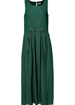 Online Vestido largo de mezcla ligera de lino y viscosa Mujer Esenciales|Vestidos