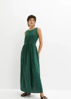Online Vestido largo de mezcla ligera de lino y viscosa Mujer Esenciales|Vestidos