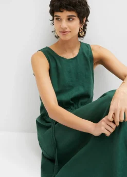 Online Vestido largo de mezcla ligera de lino y viscosa Mujer Esenciales|Vestidos