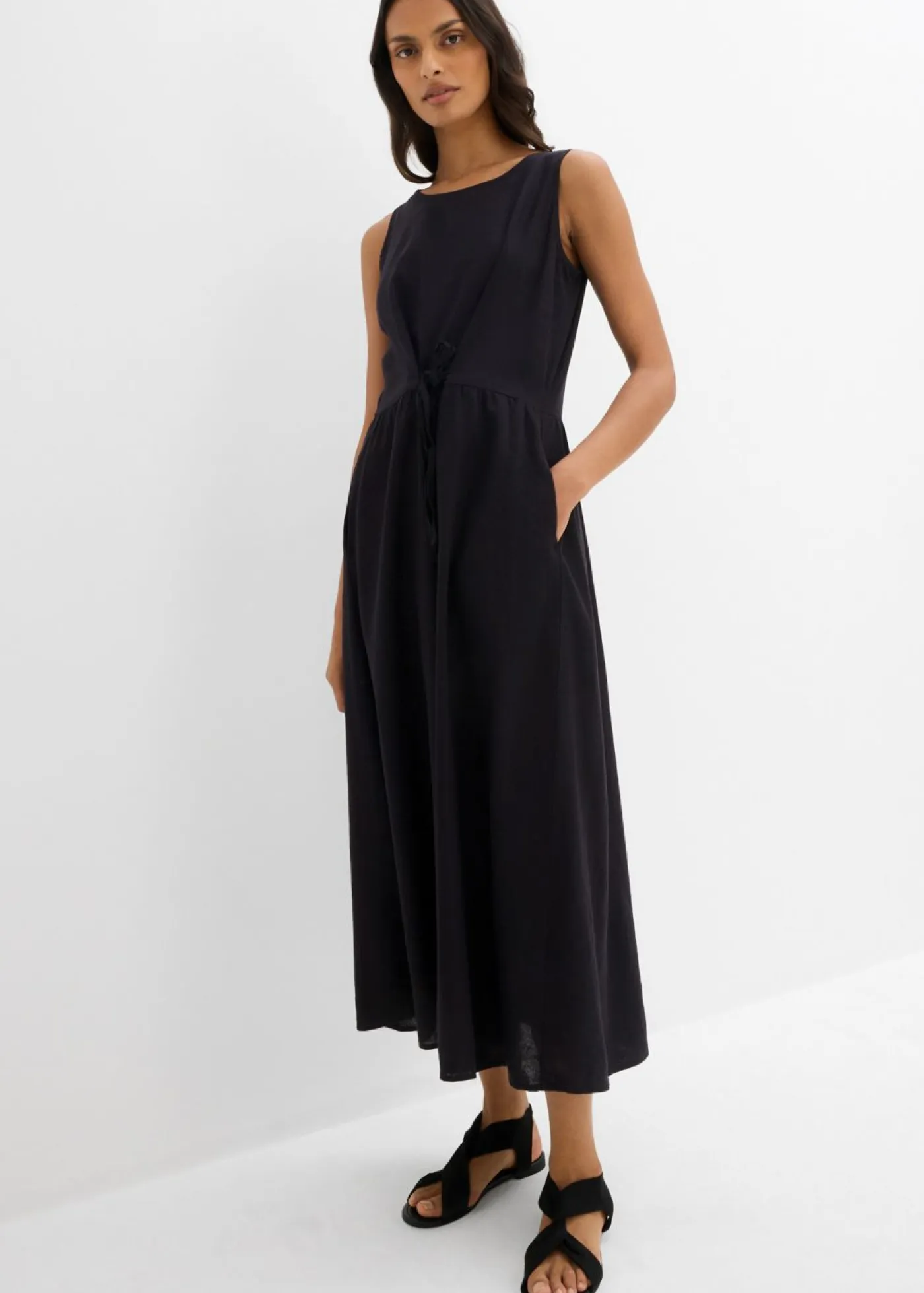 Discount Vestido largo de mezcla ligera de lino y viscosa Mujer Esenciales|Vestidos