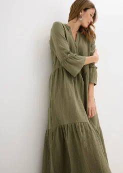 Outlet Vestido largo de muselina suave Mujer Tallas Pequeñas