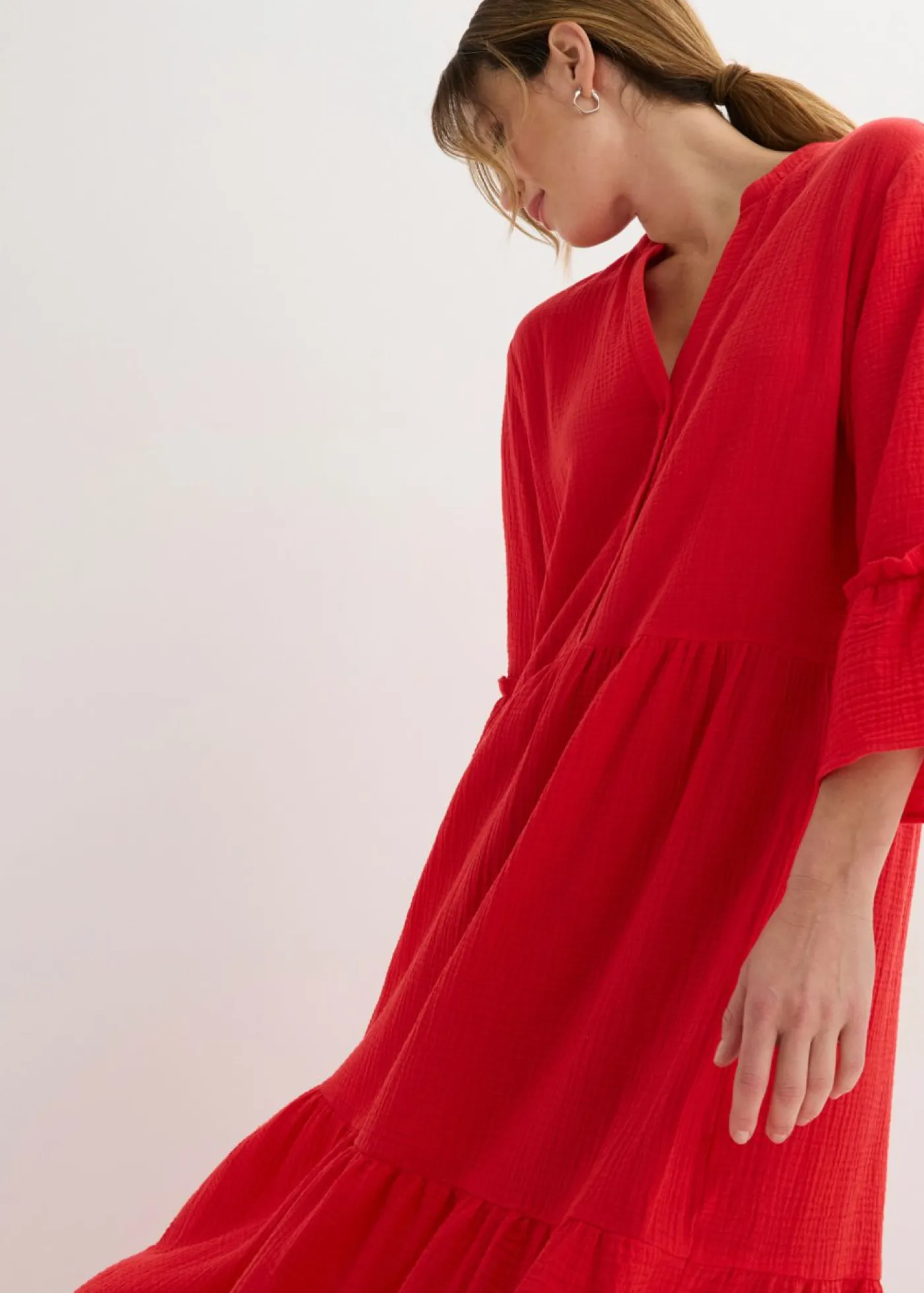 Outlet Vestido largo de muselina suave Mujer Vestidos|Novedades