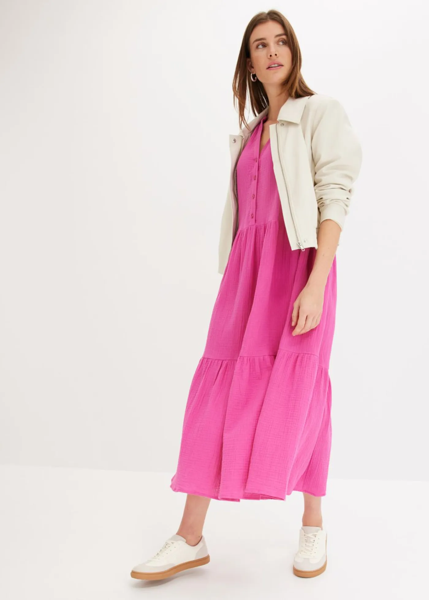 Online Vestido largo de muselina suave Mujer Vestidos|Tallas Pequeñas