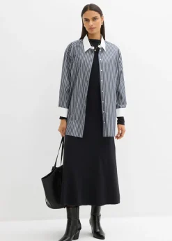 Vestido largo de punto fino con cachemir Mujer Esenciales|Vestidos