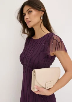 Outlet Vestido largo de tul delicado con bordado de perlas Mujer Vestidos|Novedades