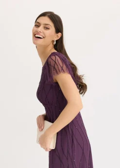 Outlet Vestido largo de tul delicado con bordado de perlas Mujer Vestidos|Novedades