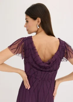 Best Vestido largo de tul delicado con bordado de perlas Mujer Tallas Pequeñas
