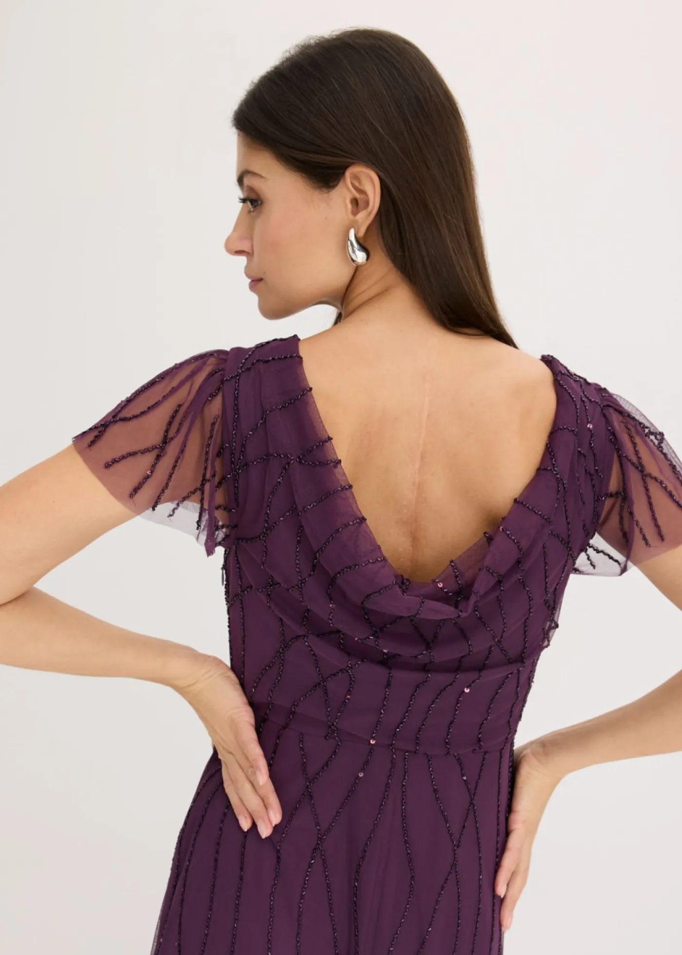 Best Vestido largo de tul delicado con bordado de perlas Mujer Tallas Pequeñas