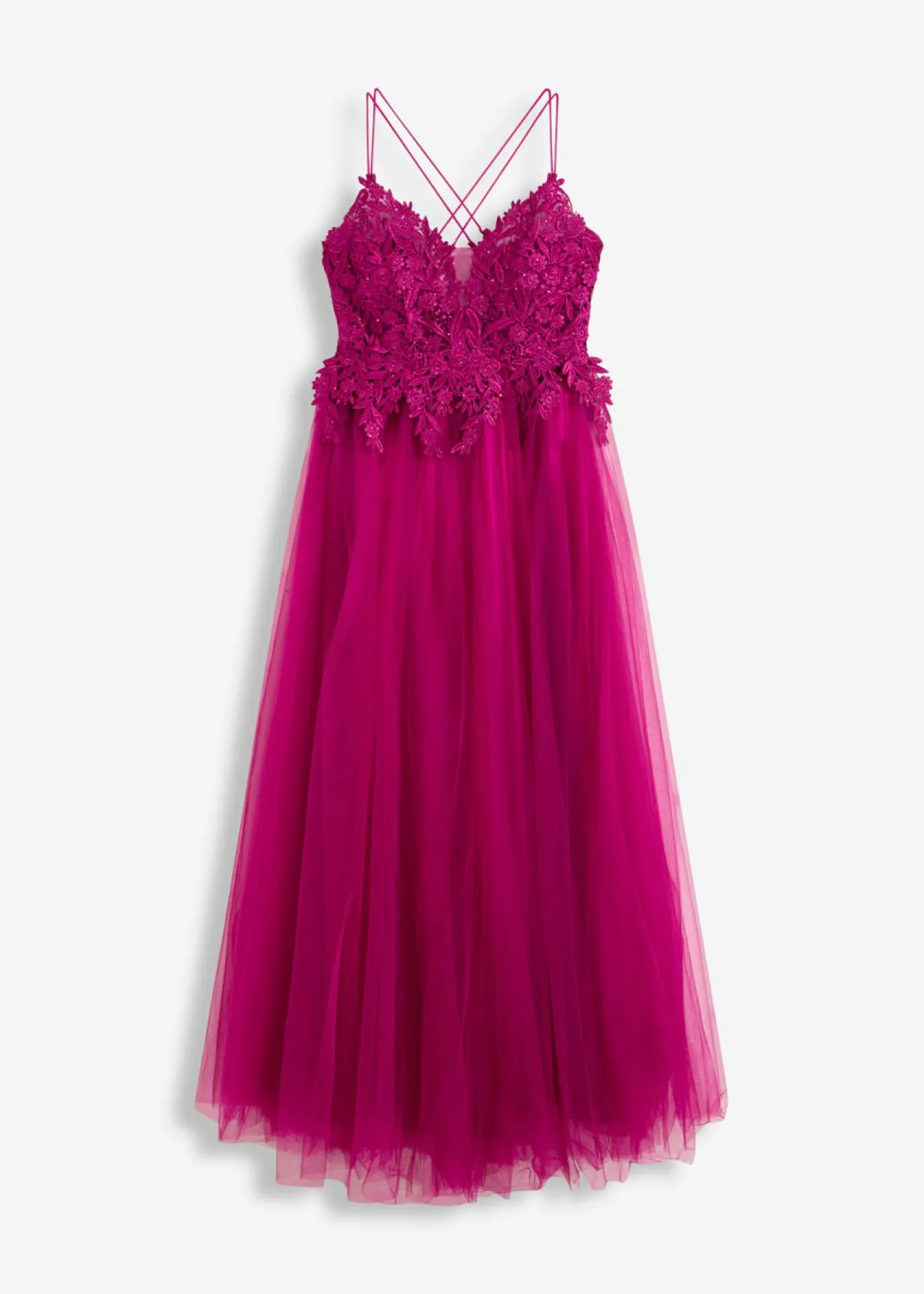 Vestido largo de tul delicado con encaje Mujer Vestidos|Ropa Elegante