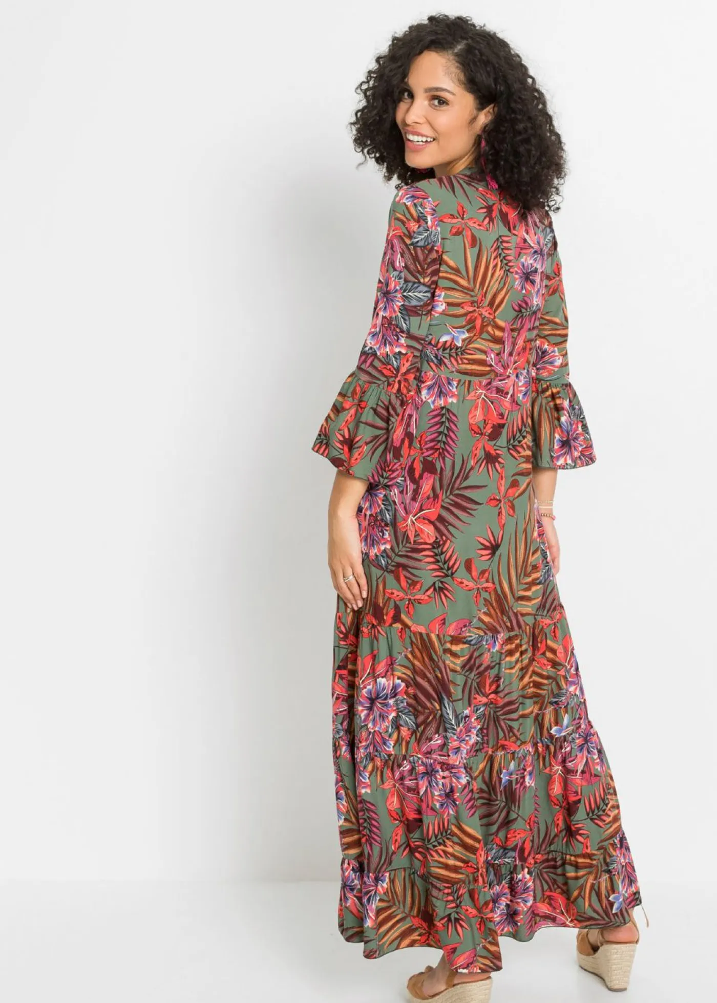 Vestido largo de viscosa fluida Mujer Vestidos|Novedades