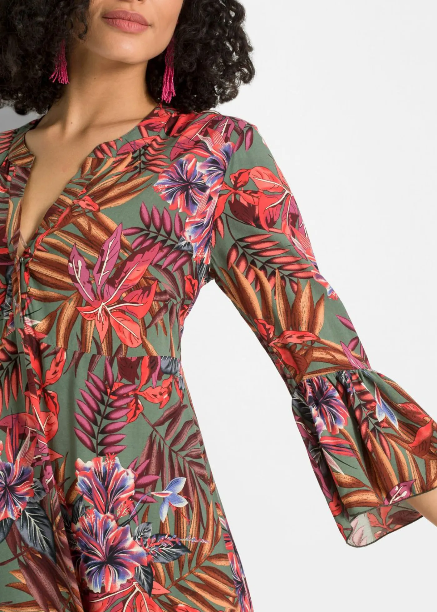 Vestido largo de viscosa fluida Mujer Vestidos|Novedades