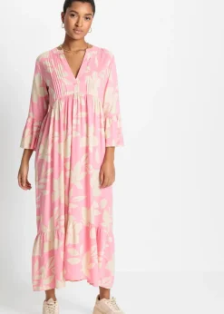 Clearance Vestido largo de viscosa fluida Mujer Vestidos|Novedades