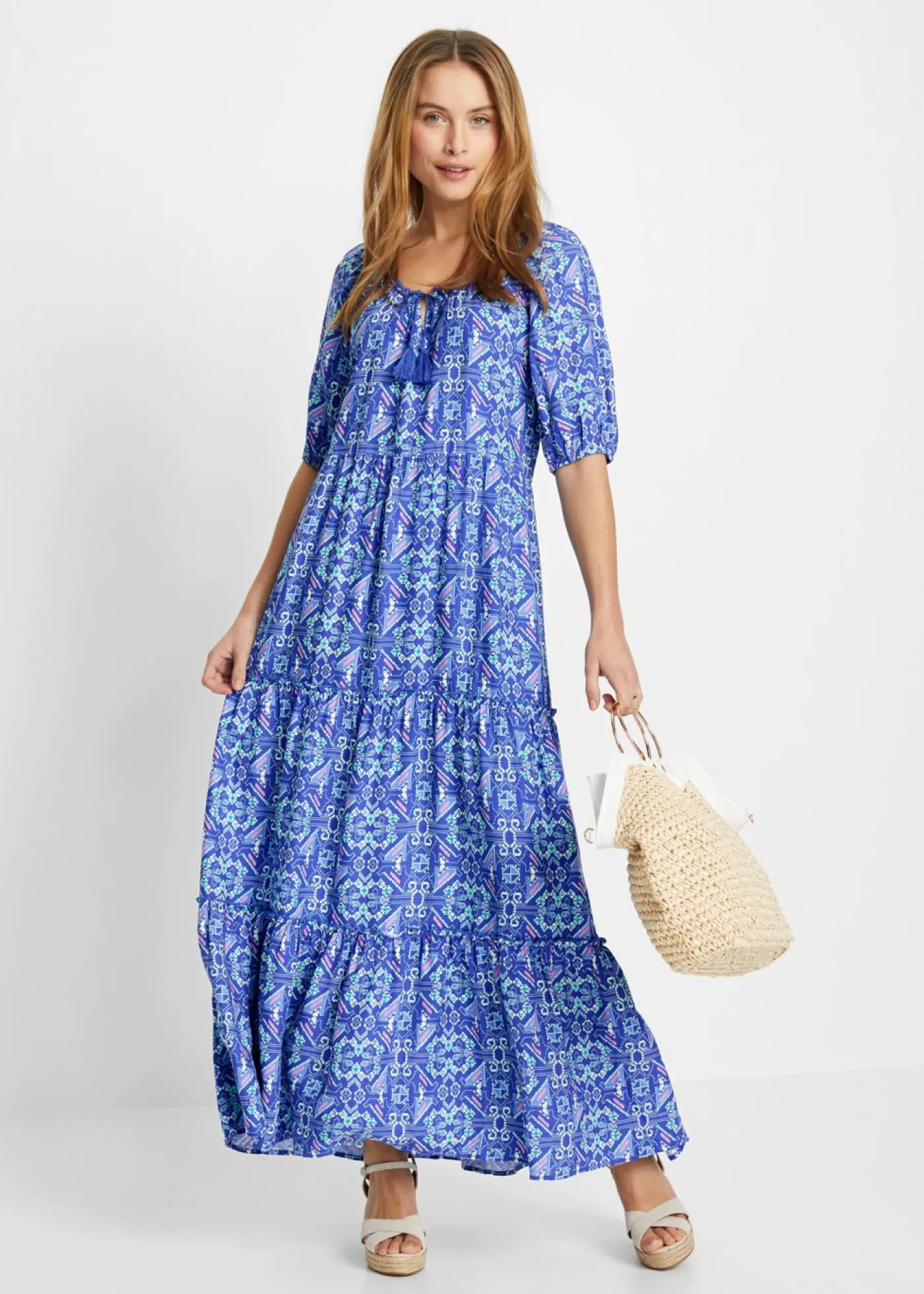 Best Vestido largo estampado de viscosa sostenible Mujer Vestidos