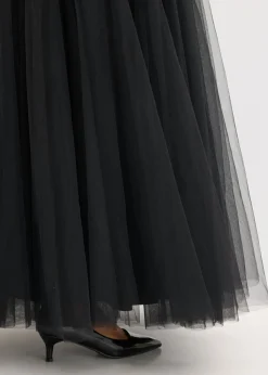 Vestido maxi de tul fino con bordado de lentejuelas Mujer Vestidos|Ropa Elegante