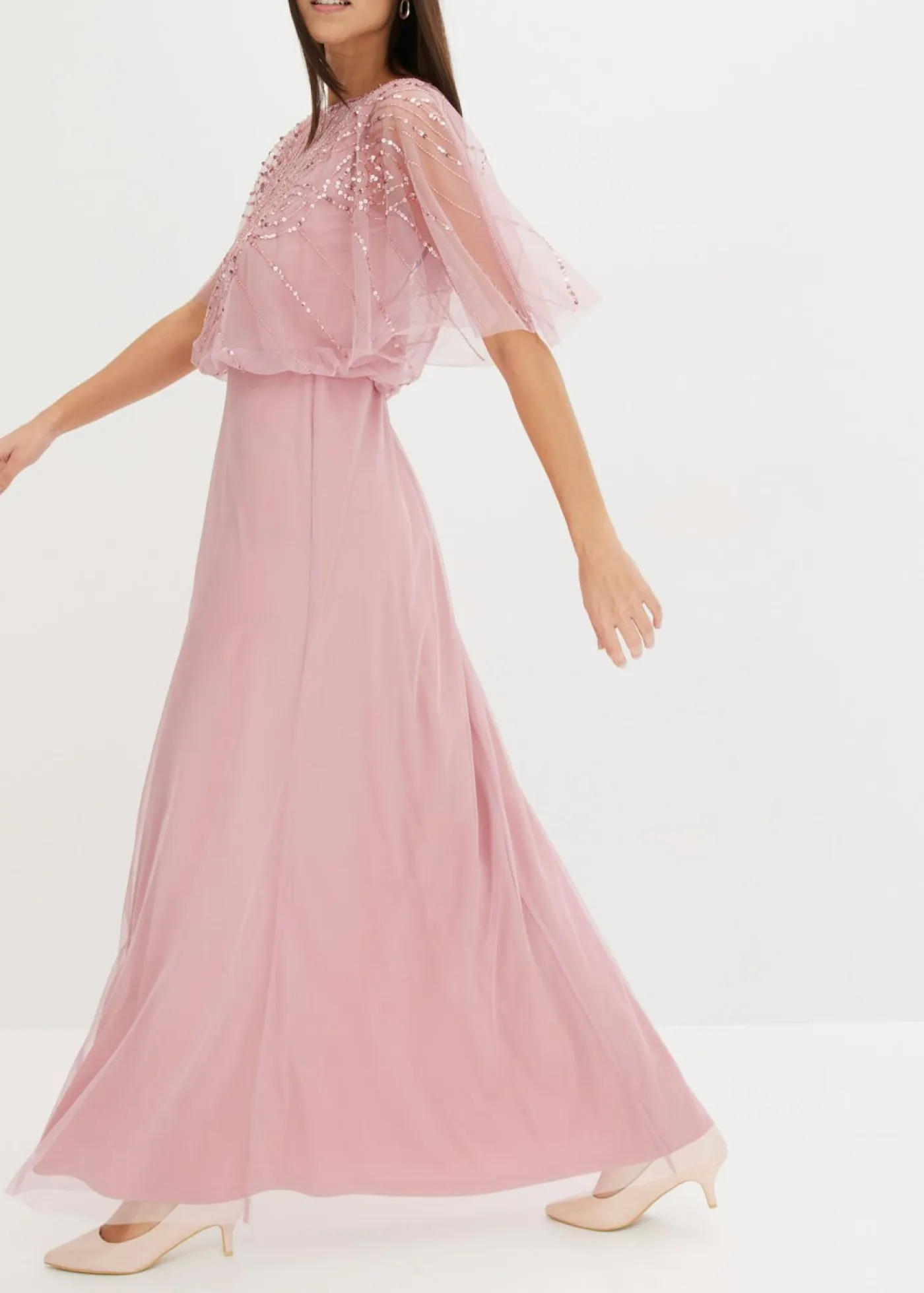 Outlet Vestido maxi de tul fino con bordado de lentejuelas Mujer Ropa Elegante