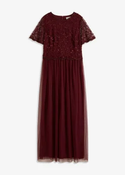 Outlet Vestido maxi de tul fino con bordado de lentejuelas Mujer Vestidos|Novedades