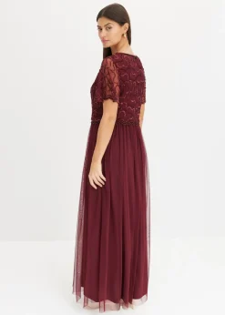 Outlet Vestido maxi de tul fino con bordado de lentejuelas Mujer Vestidos|Novedades