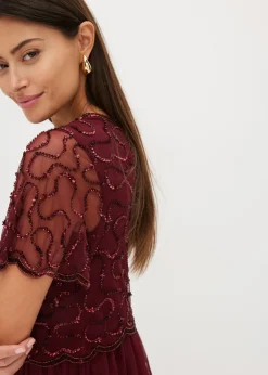 Outlet Vestido maxi de tul fino con bordado de lentejuelas Mujer Vestidos|Novedades