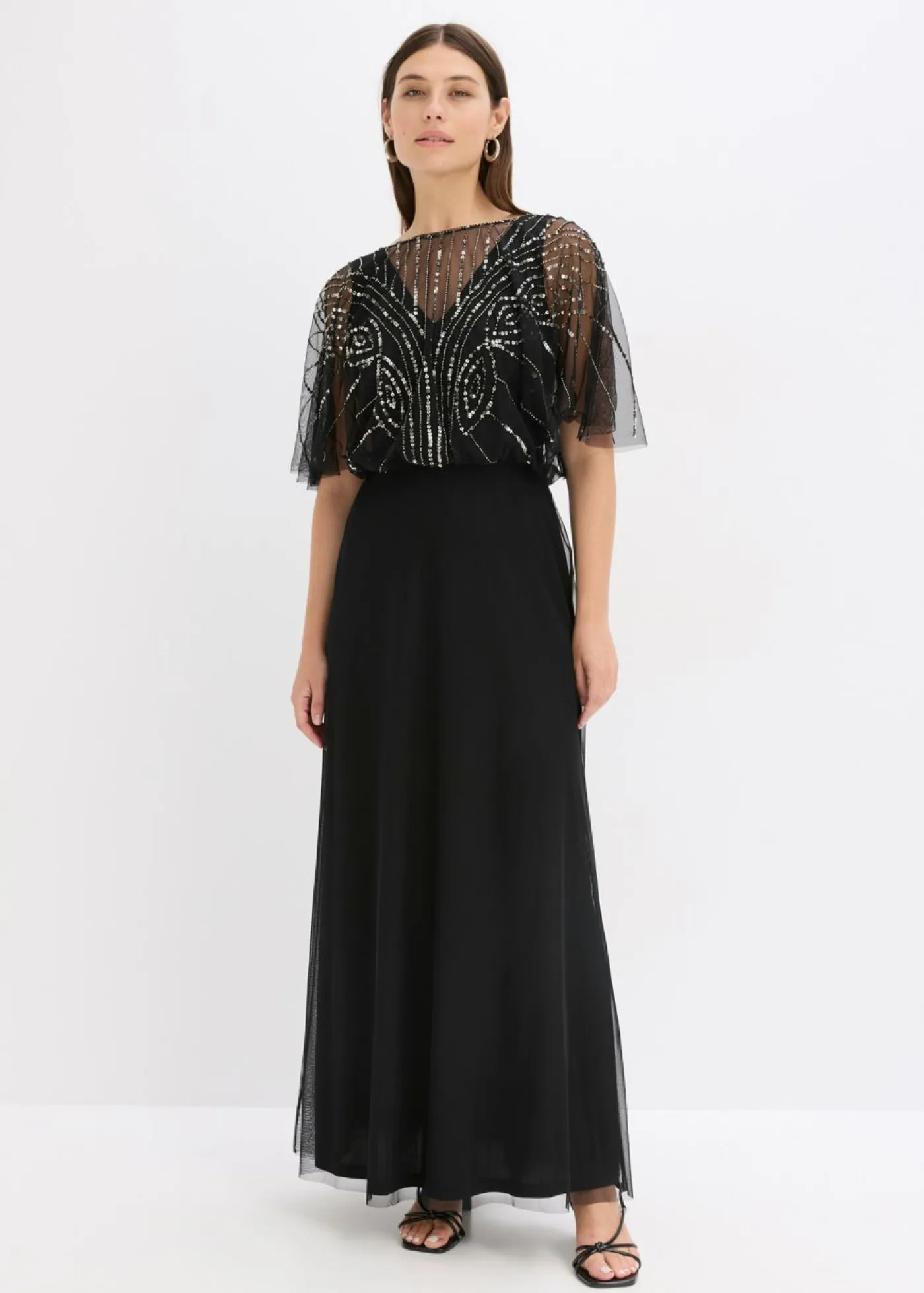 Discount Vestido maxi de tul fino con bordado de lentejuelas Mujer Vestidos|Tallas Pequeñas