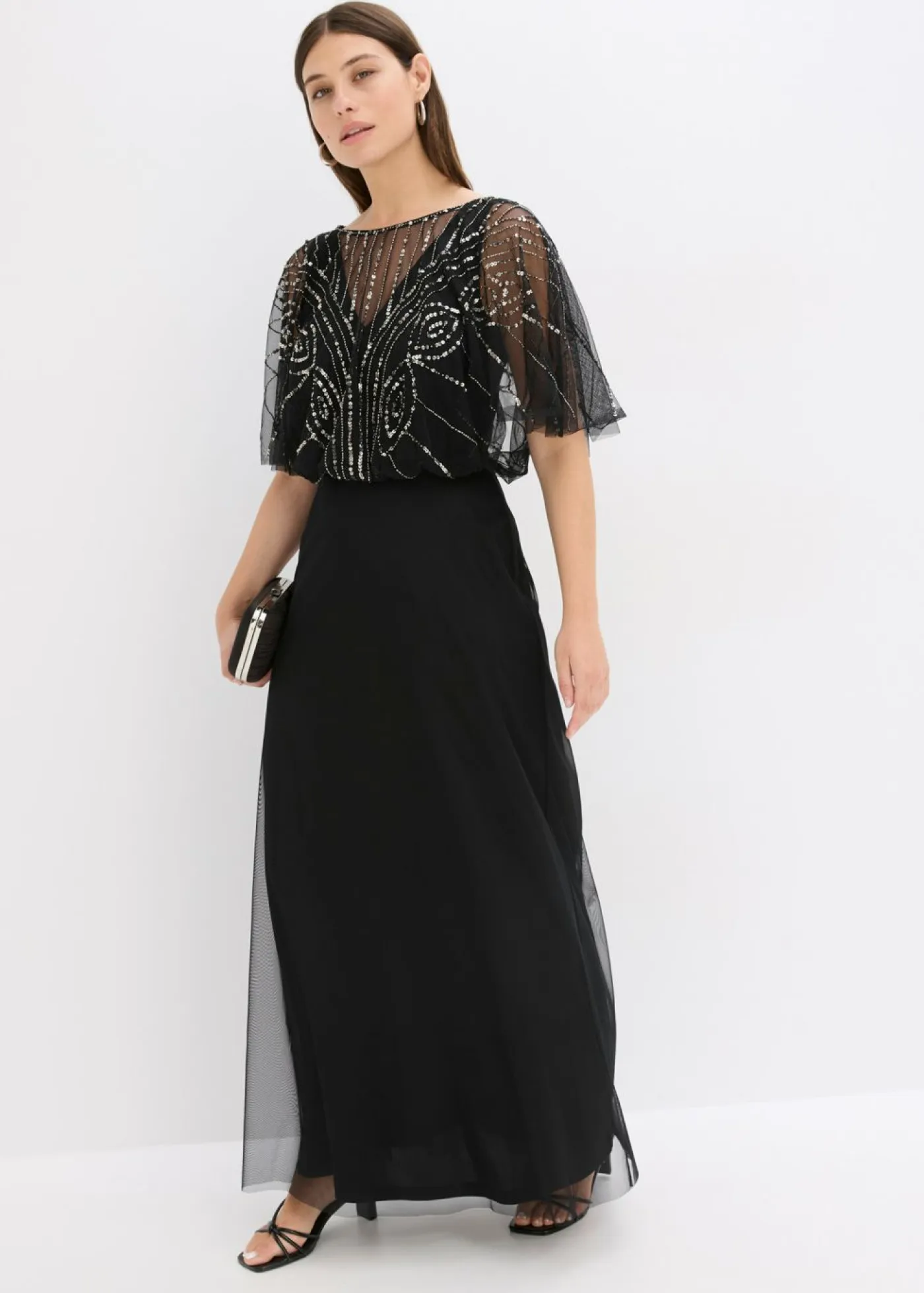 Discount Vestido maxi de tul fino con bordado de lentejuelas Mujer Vestidos|Tallas Pequeñas