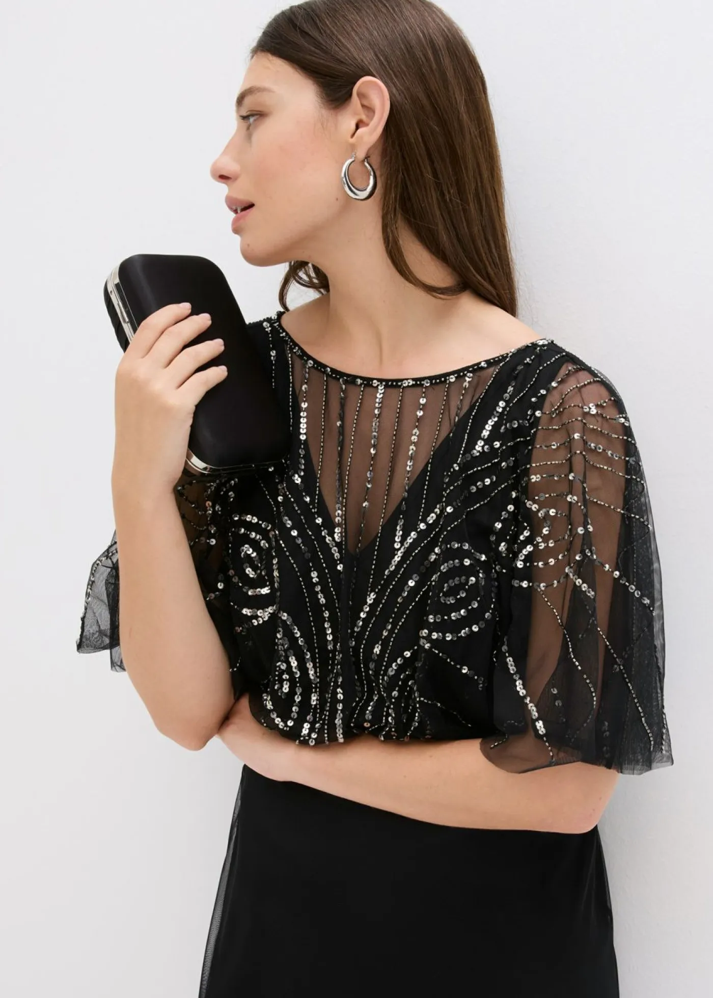 Discount Vestido maxi de tul fino con bordado de lentejuelas Mujer Vestidos|Tallas Pequeñas