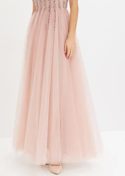 Vestido maxi de tul fino con bordado de lentejuelas Mujer Vestidos|Ropa Elegante