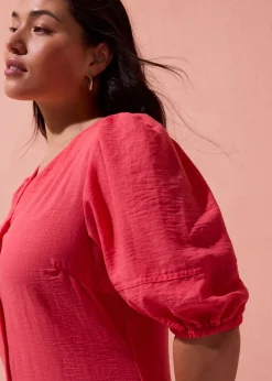Discount Vestido midi acampanado con mangas abullonadas Mujer Vestidos