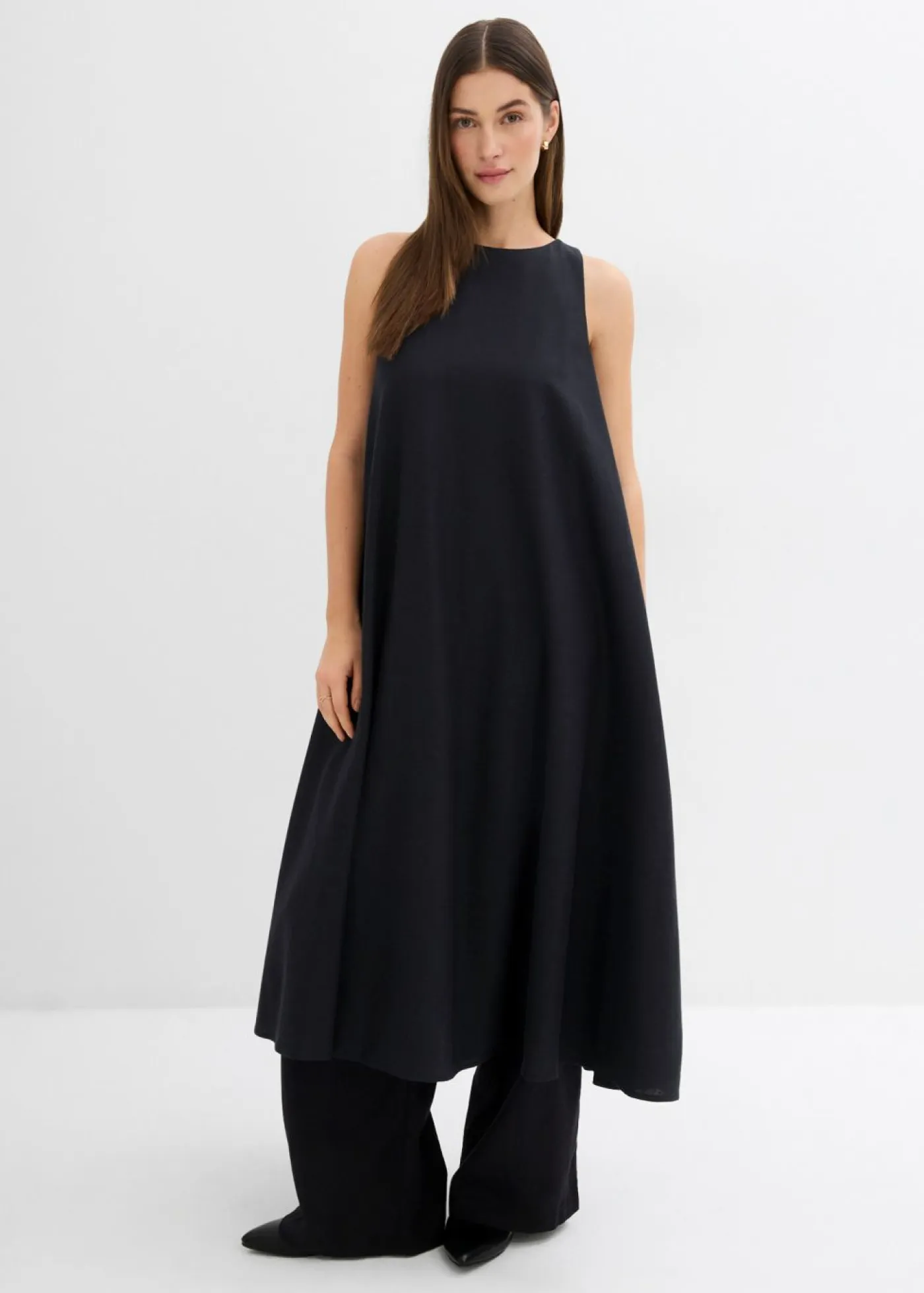 Online Vestido midi acampanado de mezcla de viscosa Mujer Esenciales|Vestidos