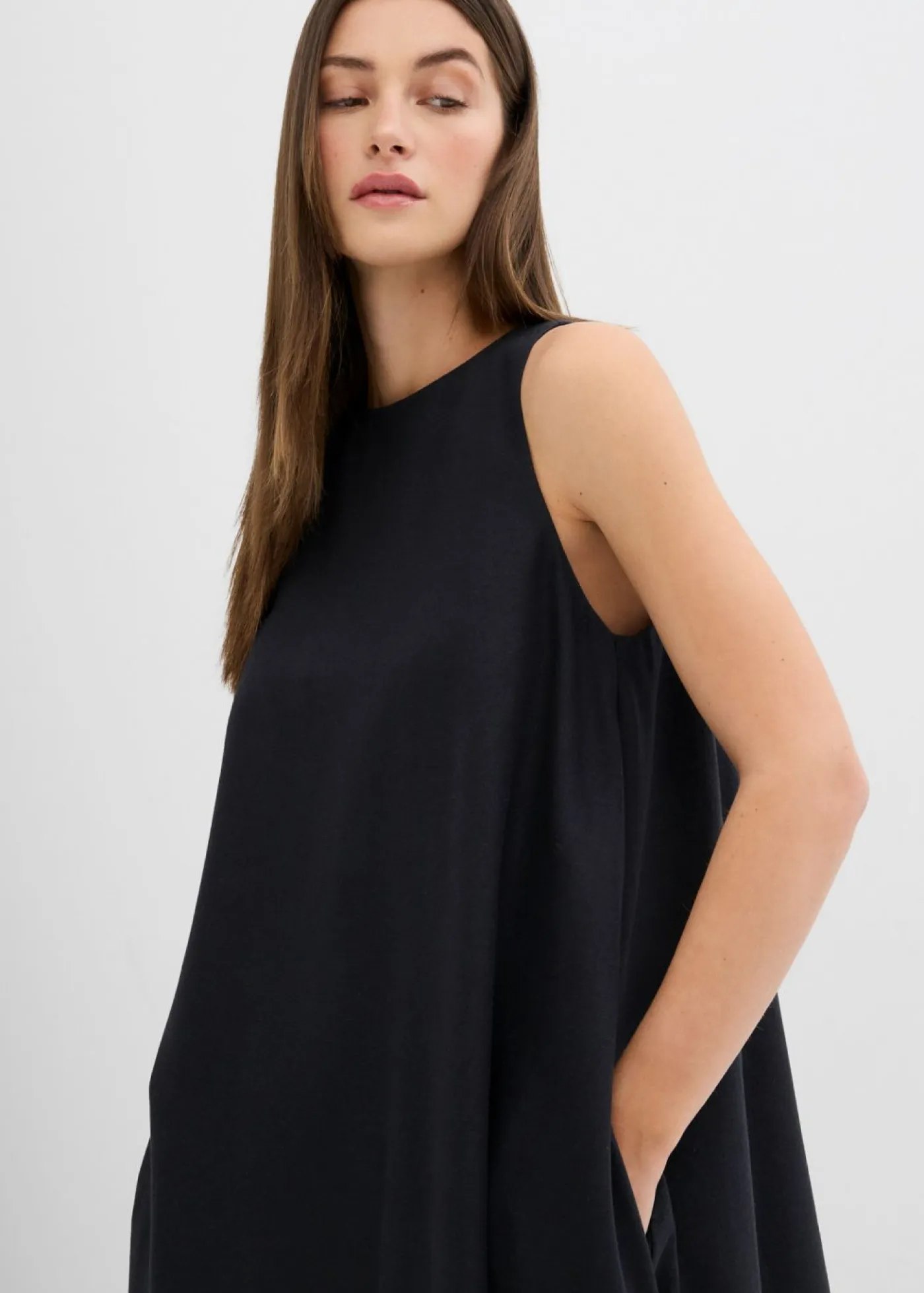 Online Vestido midi acampanado de mezcla de viscosa Mujer Esenciales|Vestidos