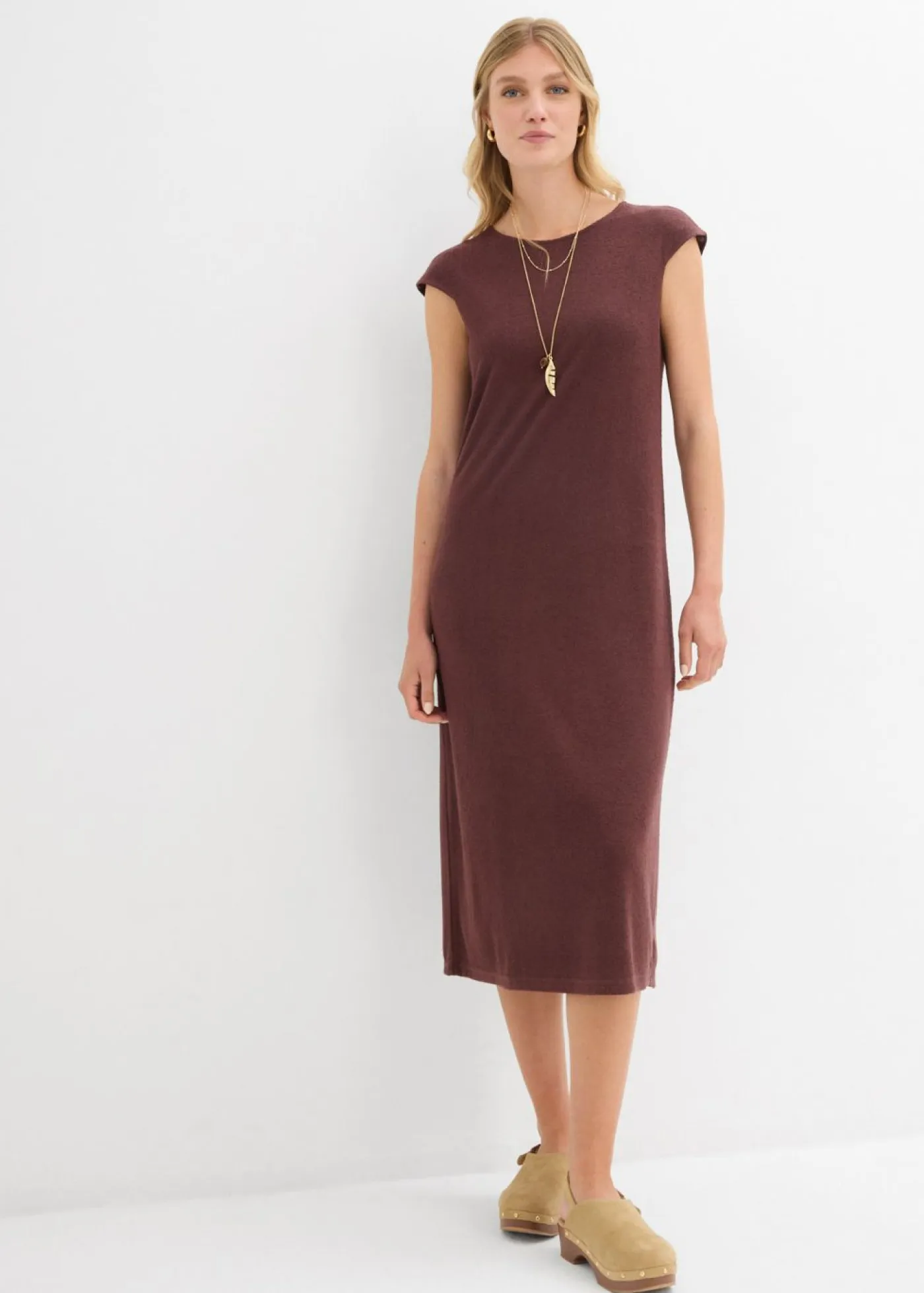 Outlet Vestido midi con aspecto de punto Mujer Vestidos
