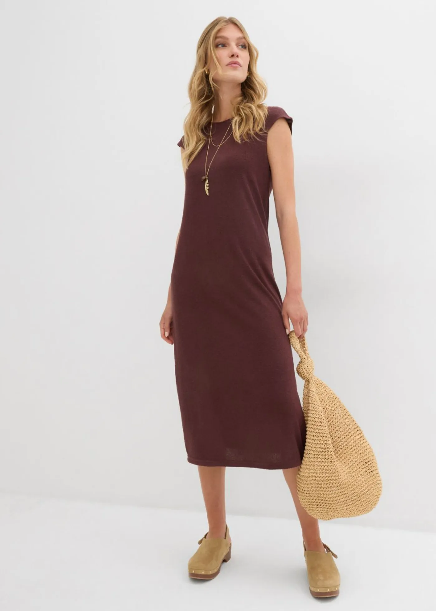 Outlet Vestido midi con aspecto de punto Mujer Vestidos