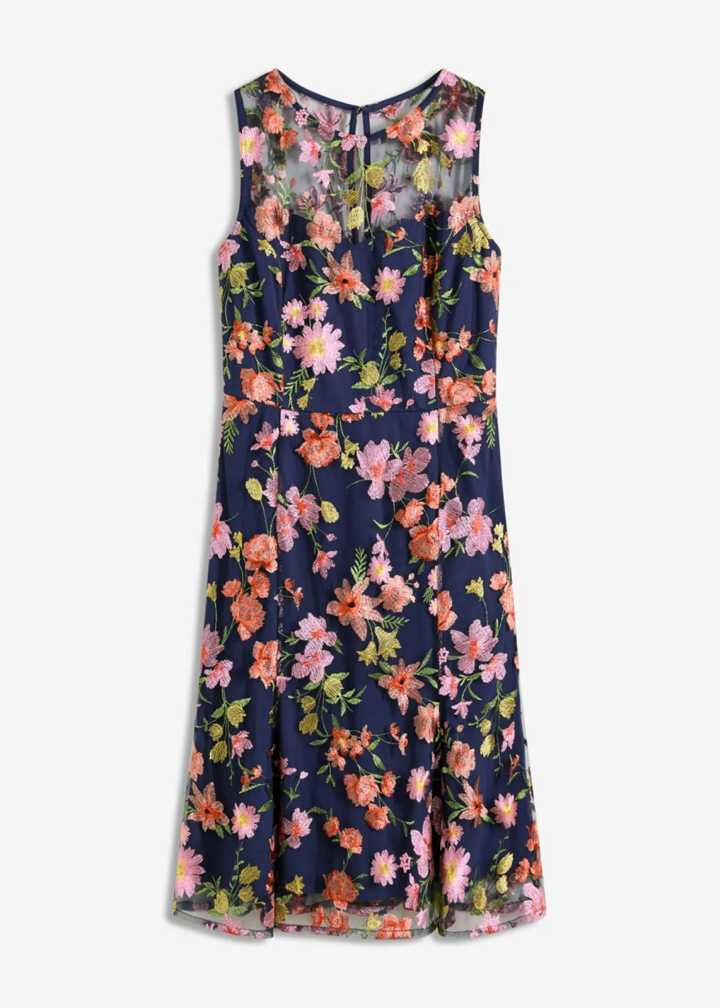 Clearance Vestido midi con bordado floral Mujer Vestidos|Ropa Elegante
