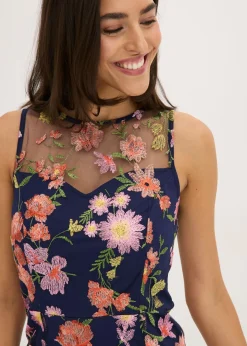 Clearance Vestido midi con bordado floral Mujer Vestidos|Ropa Elegante