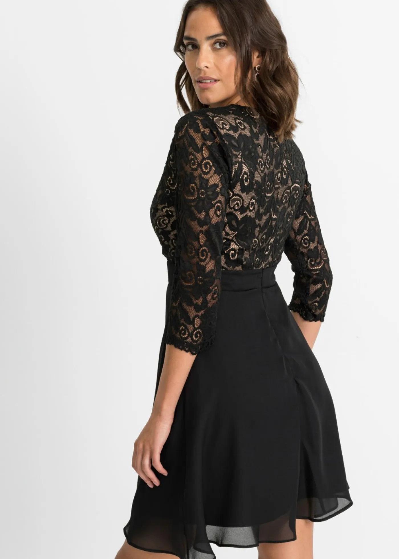 Vestido midi con encaje Mujer Vestidos|Ropa Elegante