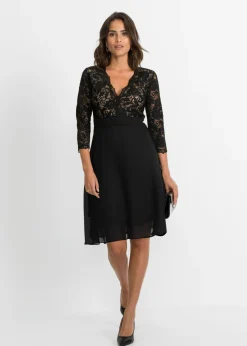 Vestido midi con encaje Mujer Vestidos|Ropa Elegante