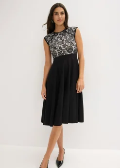Vestido midi con encaje Mujer Vestidos|Novedades