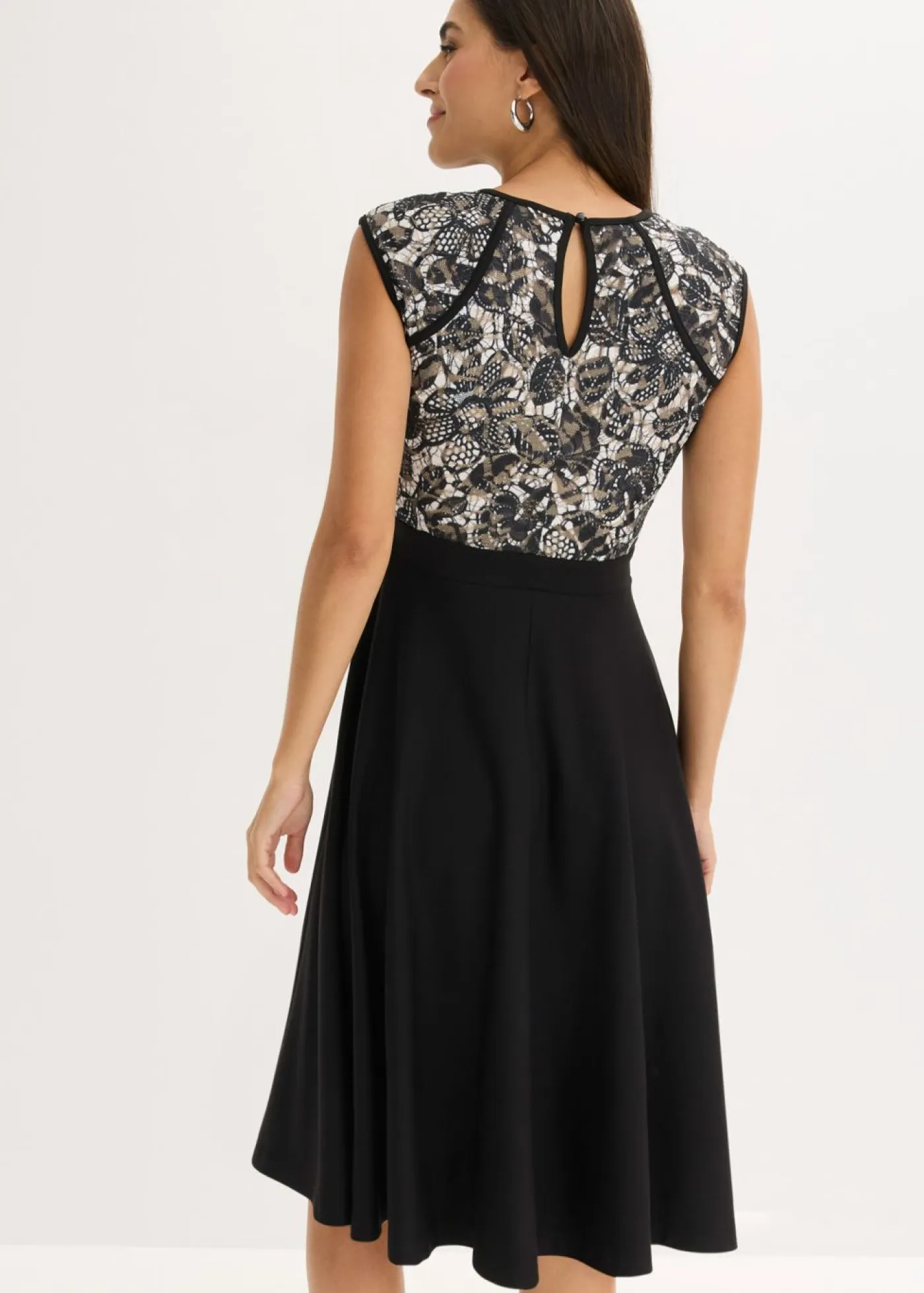 Vestido midi con encaje Mujer Vestidos|Novedades