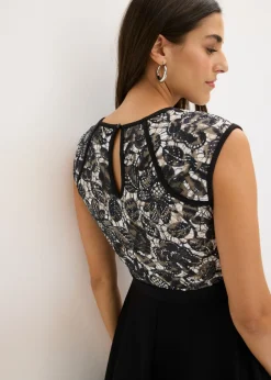 Vestido midi con encaje Mujer Vestidos|Novedades