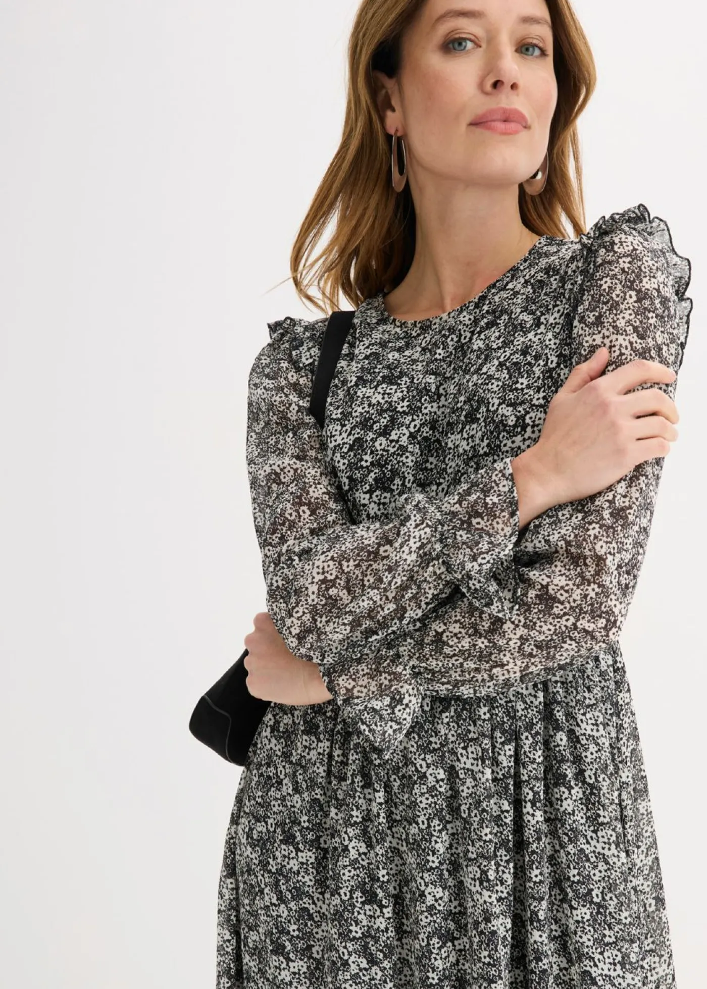 Vestido midi con volantes Mujer Vestidos