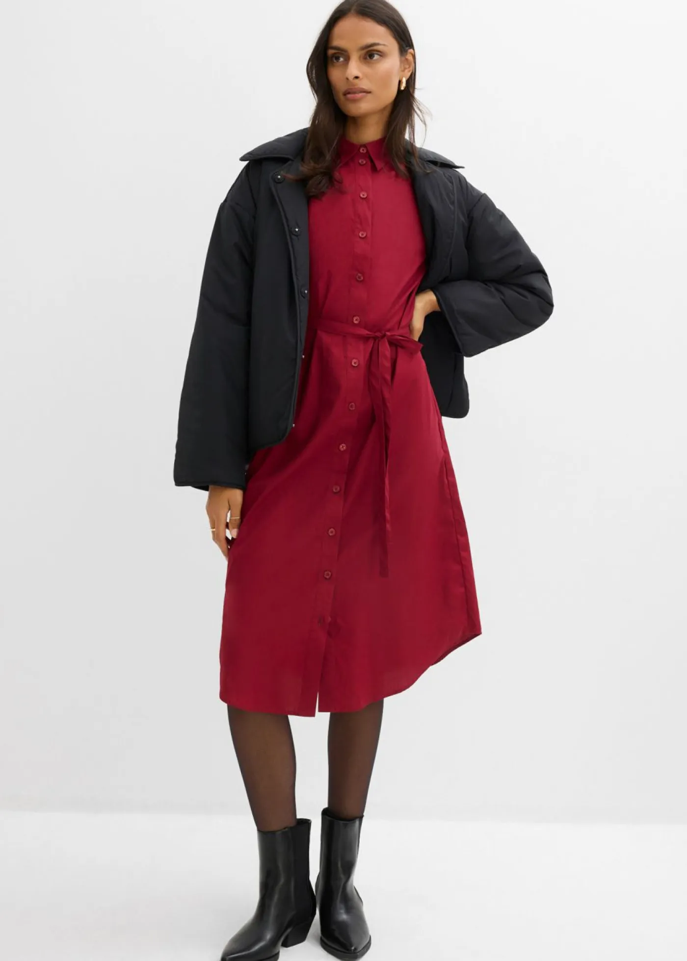Clearance Vestido midi de algodón orgánico puro Mujer Esenciales|Vestidos