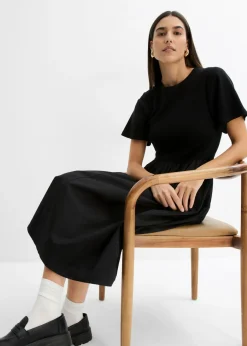 Sale Vestido midi de algodón puro Mujer Esenciales|Vestidos
