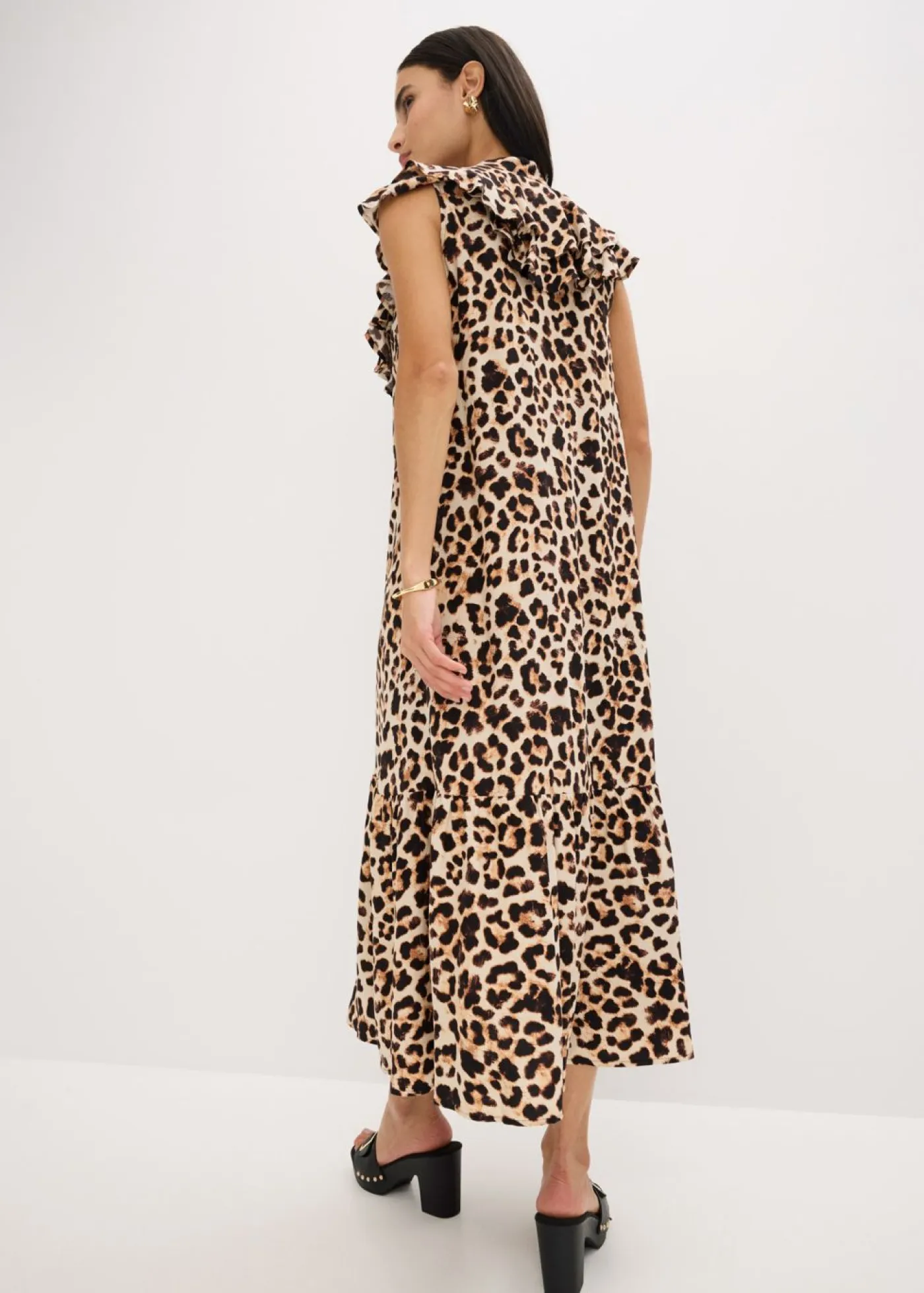 Hot Vestido midi de crepé estructurado con volantes Mujer Vestidos
