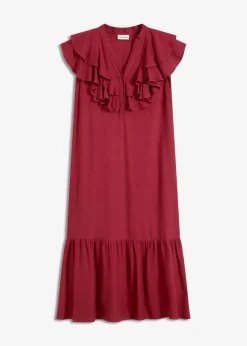 Sale Vestido midi de crepé estructurado con volantes Mujer Vestidos
