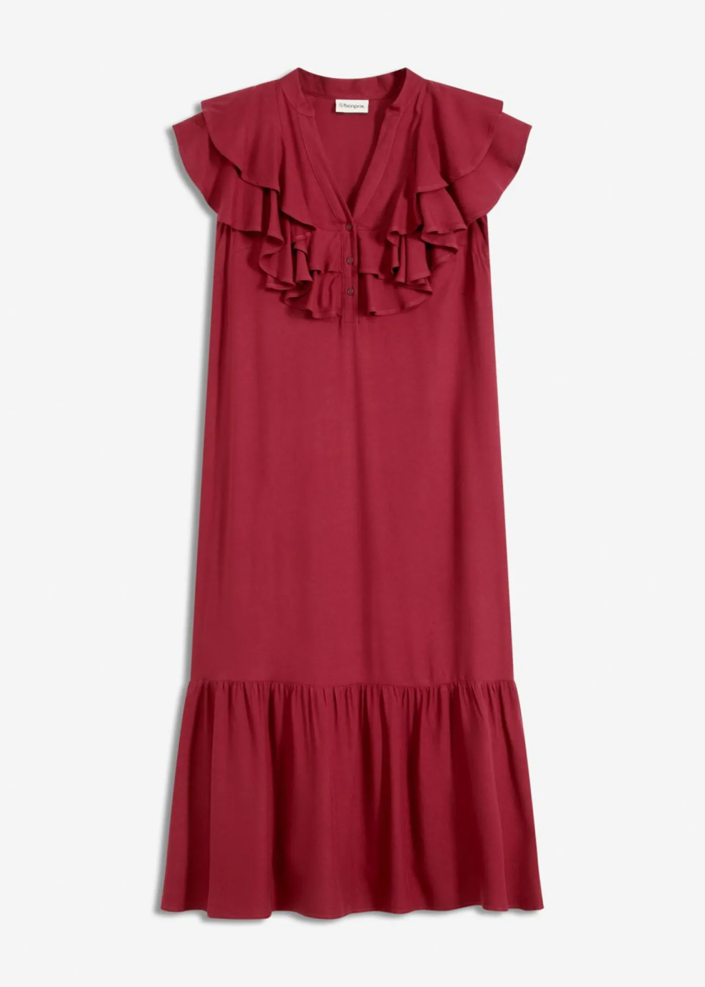 Sale Vestido midi de crepé estructurado con volantes Mujer Vestidos